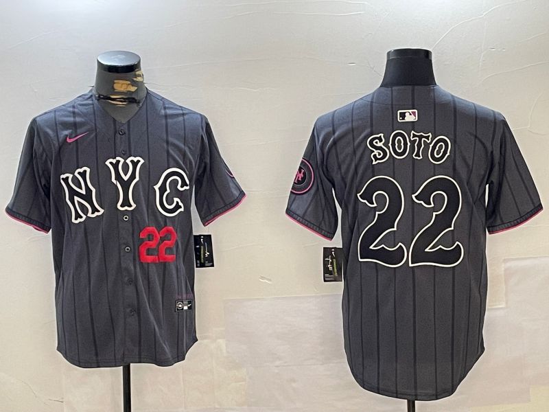 Men New York Mets #22 Soto Black City Edition 2024 Nike MLB Jersey style 5